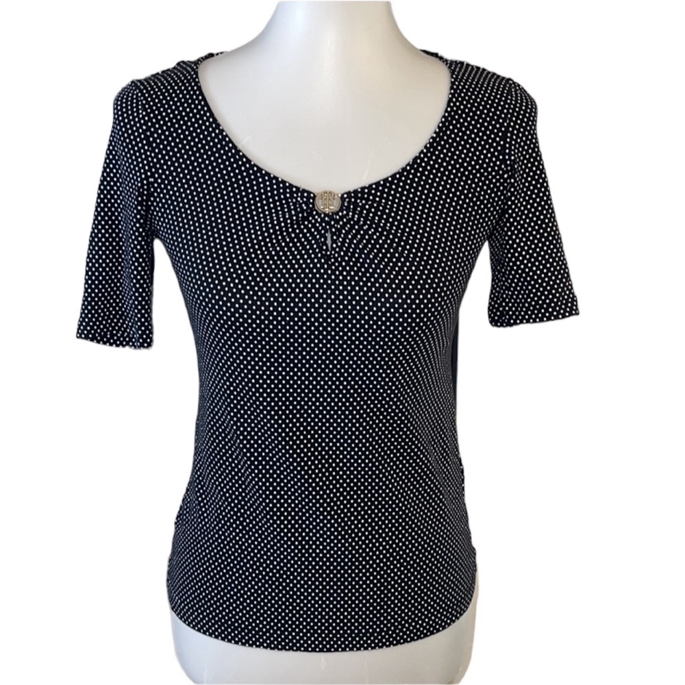 Tommy Hilfiger Blue Polka Dot Top Size Small Petite